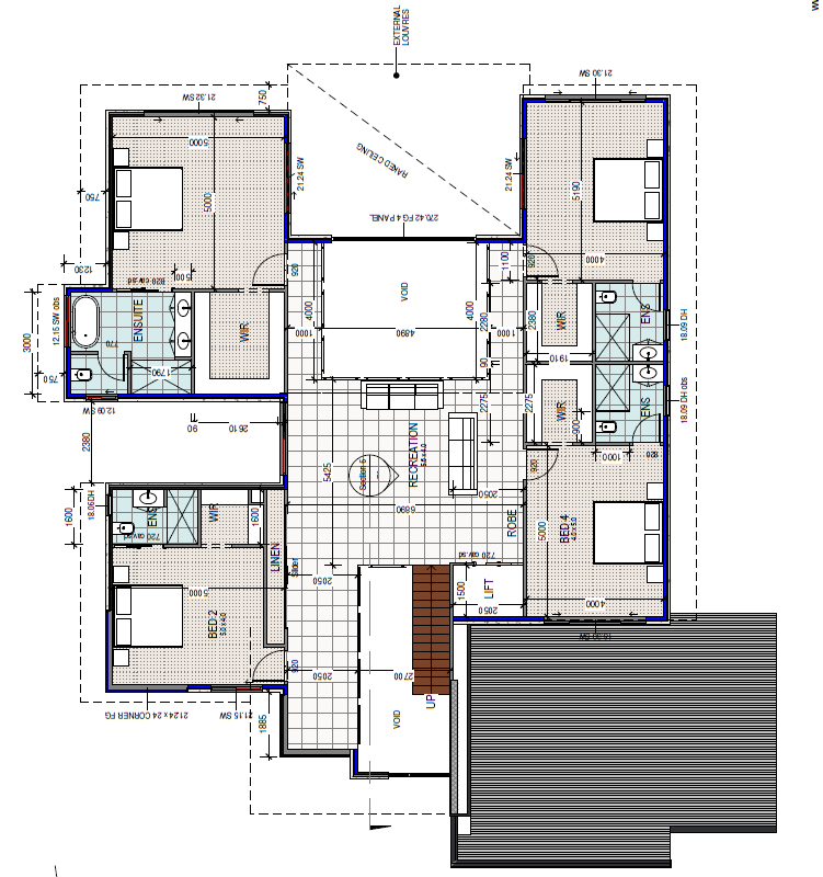 Upper Floor of a Custom Designed Luxury 2 Storey Home Design