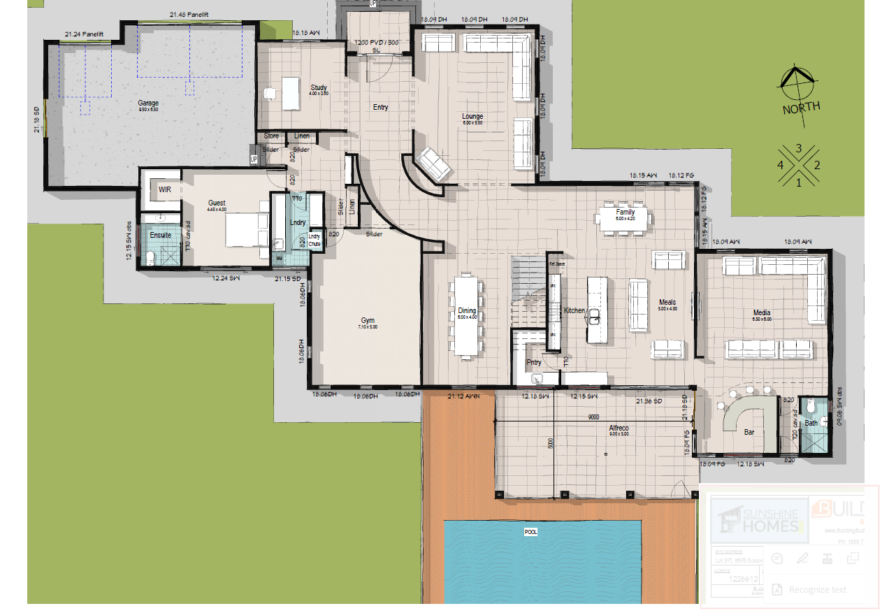 Boston - Acreage House Plan Ground Floor